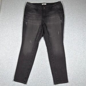 YMI High Rise Skinny Denim Black Distressed Jeans Womens Size 20